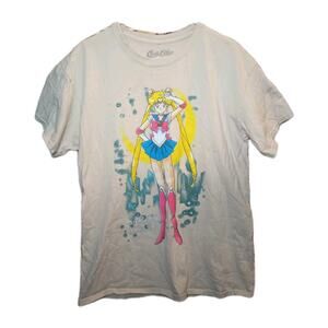 Vintage Sailor Moon Watercolor T-Shirt Cream Men's Large Anime 90s Anime Cotton